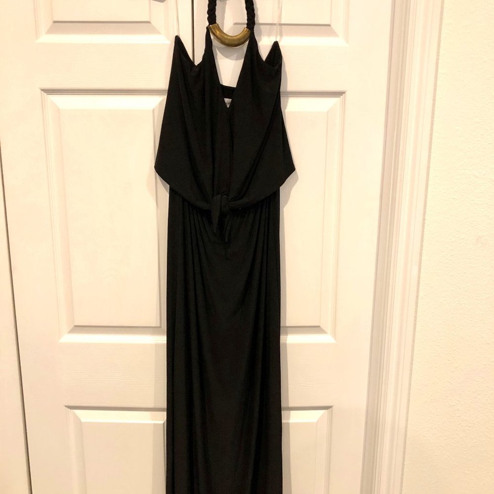 Black halter maxi dress